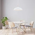 Mexlite Luminaria colgante BJORR - Ø 45CM de 1 llama, grande, plano E27 IP20, blanco mate regulable
