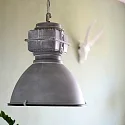 Luminaria colgante DENSI abajo, de 1 llama, grande E27 IP20, gris regulable