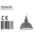 Steinhauer Luminaria colgante BIKKEL - Ø 52CM de 1 llama, grande E27 IP20, gris hormigón regulable