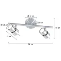 Steinhauer spotlight bar NATASJA 2 flames, Dim-To-Warm, adjustable GU10 IP20, steel brushed dimmable