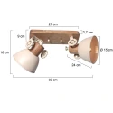 Mexlite Luminaria de techo GEARWOOD de 2 llamas E27 IP20, crema regulable