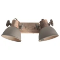 Mexlite Luminaria de techo GEARWOOD de 2 llamas E27 IP20, gris pardo regulable