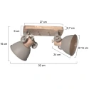 Mexlite Luminaria de techo GEARWOOD de 2 llamas E27 IP20, gris pardo regulable