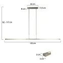 Steinhauer Luminaria colgante ZELENA / 155CM Arriba-Abajo, CCT Switch, ajustable, con regulador táctil IP20, acero cepillado regulable
