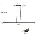 Steinhauer Luminaria colgante ZELENA / 155CM Arriba-Abajo, CCT Switch, ajustable, con regulador táctil IP20, negro mate regulable