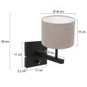 Steinhauer Luminaria de pared STANG arriba, cilíndrico, con pantalla E27 IP20, negro mate regulable