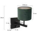 Steinhauer Luminaria de pared STANG arriba, cilíndrico, con pantalla E27 IP20, negro mate regulable