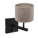 Steinhauer Luminaria de pared STANG arriba, cilíndrico, con pantalla E27 IP20, negro mate regulable