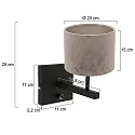 Steinhauer Luminaria de pared STANG arriba, cilíndrico, con pantalla E27 IP20, negro mate regulable