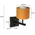 Steinhauer Luminaria de pared STANG arriba, cilíndrico, con pantalla E27 IP20, negro mate regulable