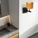 Steinhauer Luminaria de pared STANG arriba, cilíndrico, con pantalla E27 IP20, negro mate regulable