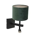 Steinhauer Luminaria de pared STANG con pantalla, con punto LED E27 IP20, negro mate 