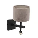 Steinhauer Luminaria de pared STANG con pantalla, con punto LED E27 IP20, negro mate 