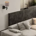Steinhauer Luminaria de pared STANG con pantalla, con punto LED E27 IP20, negro mate 