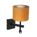 Steinhauer Luminaria de pared STANG con pantalla, con punto LED E27 IP20, negro mate 