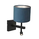Steinhauer Luminaria de pared STANG con pantalla, con punto LED E27 IP20, negro mate 