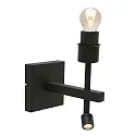 Steinhauer Luminaria de pared STANG con pantalla, con punto LED E27 IP20, negro mate 