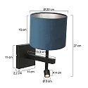Steinhauer Luminaria de pared STANG con pantalla, con punto LED E27 IP20, negro mate 