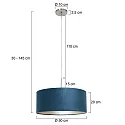 Steinhauer Luminaria colgante SPARKLED LIGHT cilíndrico, con pantalla E27 IP20, acero cepillado regulable