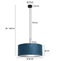Steinhauer Luminaria colgante SPARKLED LIGHT cilíndrico, con pantalla E27 IP20, negro mate regulable
