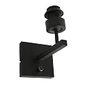 Steinhauer Luminaria de pared STANG arriba, cilíndrico, con pantalla E27 IP20, negro mate regulable