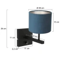 Steinhauer Luminaria de pared STANG arriba, cilíndrico, con pantalla E27 IP20, negro mate regulable