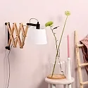 Mexlite Luminaria de pared DION con interruptor, con enchufe, ajustable, cónico E14 IP20, negro mate 