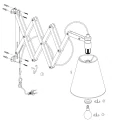 Mexlite Luminaria de pared DION con interruptor, con enchufe, ajustable, cónico E14 IP20, negro mate 
