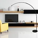 Steinhauer Luminaria de pedestal SPARKLED LIGHT semicircular, con interruptor, con pantalla, con enchufe, ajustable E27 IP20, negro mate 