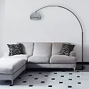 Steinhauer Luminaria de pedestal SPARKLED LIGHT semicircular, con interruptor, con pantalla, con enchufe, ajustable E27 IP20, negro mate 