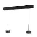 Luminaria colgante PUK! PRO 120 MOTION de 2 llamas IP20, cromo, negro mate regulable