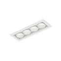 Luminaria empotrable para techos LINOO 4.0 de 4 llamas, angular IP20, blanco mate, blanco brillante