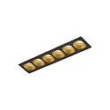 Luz downlight PIRRO 6.0 de 6 llamas IP20, dorado, negro regulable
