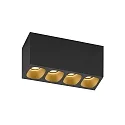 Luz downlight PIRRO 4.0 de 4 llamas IP20, dorado, negro regulable
