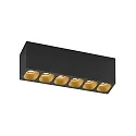 Luminaria de techo PIRRO 6.0 de 6 llamas IP20, dorado, negro regulable