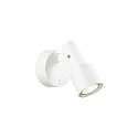 Luminaria de pared SARA SNOOZE 1.0 - PAR16 con interruptor, giro cardánico GU10 IP20, mate, blanco tráfico regulable