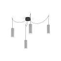 Luminaria colgante RAY 2.0 - PAR16 cilíndrico, corto, con cable abierto GU10 IP20, aluminio cepillado regulable