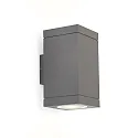 Luminaria de pared para exteriores TUBE CARRÉ WALL 2.0 LED PHASE Arriba-Abajo, dos caras IP65, plomo oscuro regulable